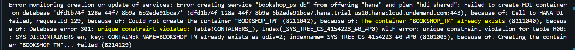 Duplicate schema name error